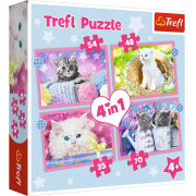 TREFL Puzzle 4w1 Zabawne kotki 34396