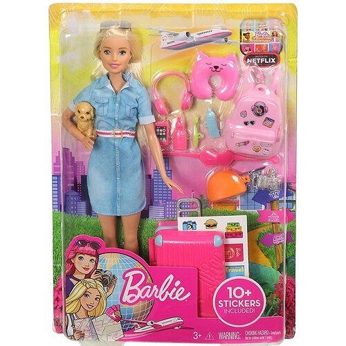 Mattel Barbie z pieskiem w podróży FWV25