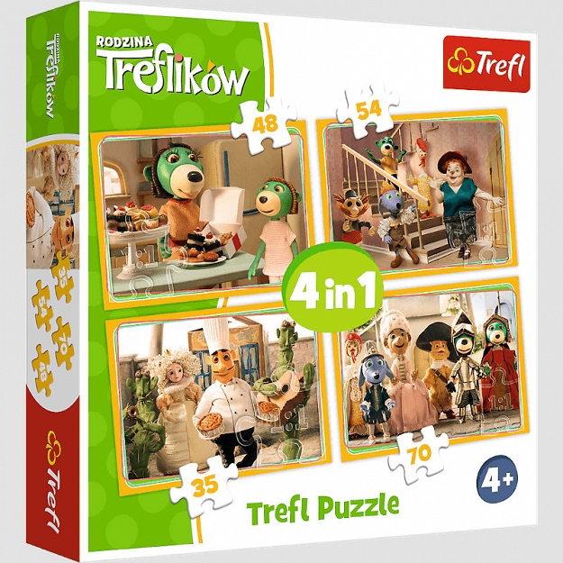 Trefl Trefliki Puzzle 4w1 + Chińczyk 09630