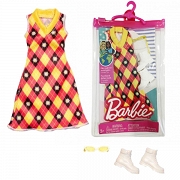 Mattel Barbie Ubranko Żólto-różowa sukienka HJT17